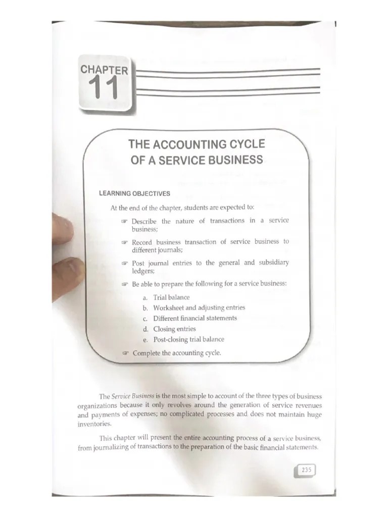 Cycle Of Accounting For Service Business | PDF