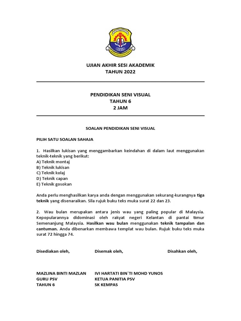 Soalan PSV Akhir Tahun 6 | PDF