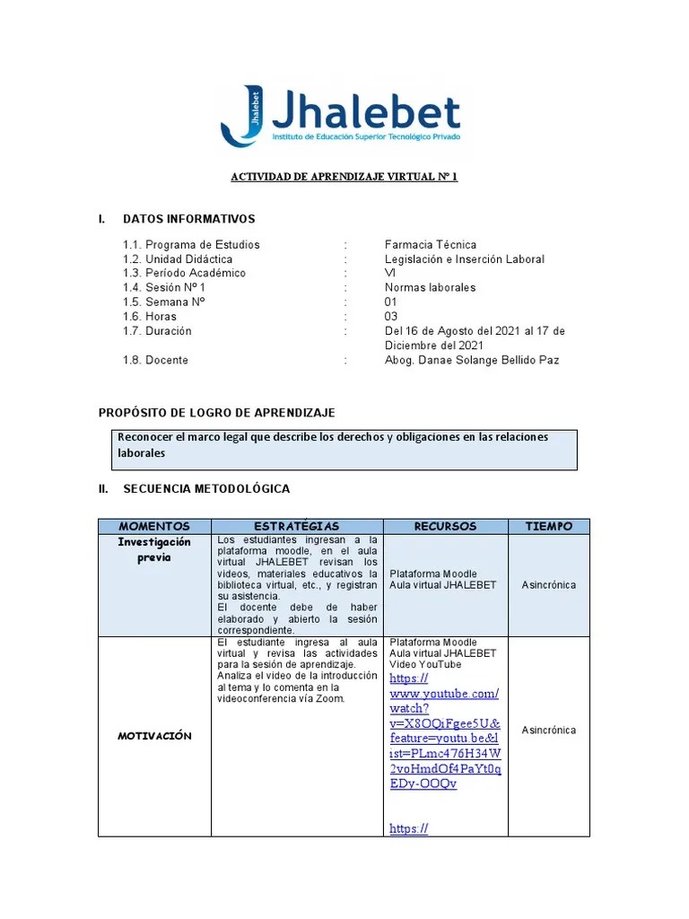 Sesion De Aprendizaje N°1 | PDF | Rúbrica (Académica) | Evaluación