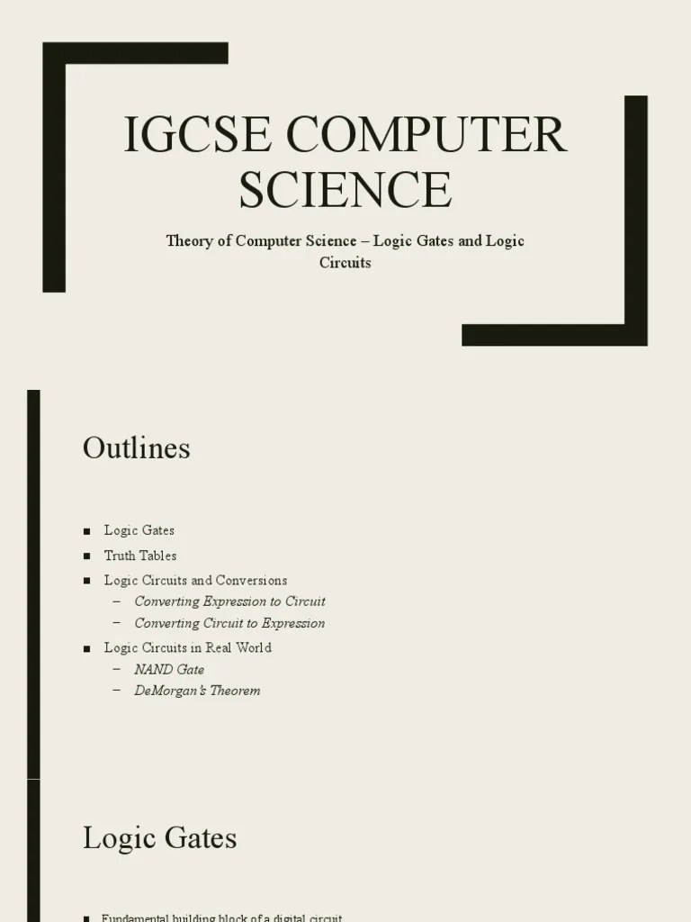IGCSE Computer Science - 2210 - Chapter 3 | PDF | Logic Gate | Boolean ...