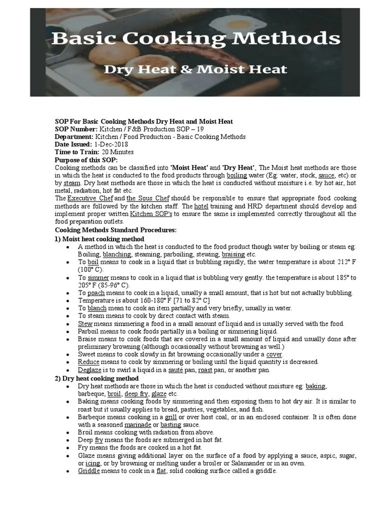 Cooking Methods Dry Heat And Moist Heat | PDF | Grilling | Cooking