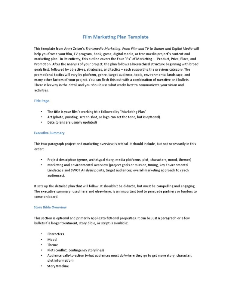 Film Marketing-Plan-Template | PDF | Marketing | Target Audience