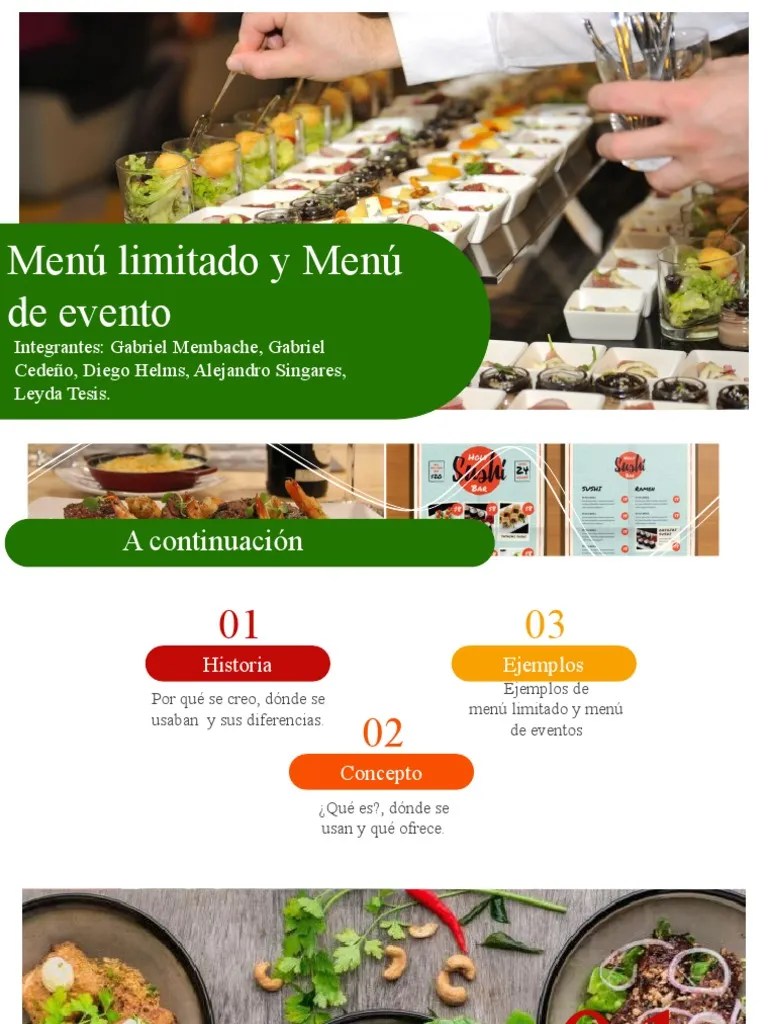 Menú Limitado Y Menú De Eventos | PDF | Menú | Comida Y Bebida
