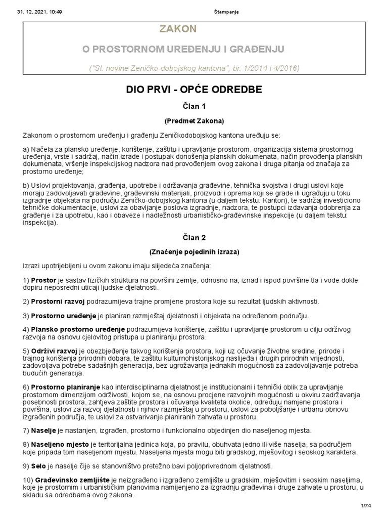 Zakon O Prostornom Uređenju I Građenju | PDF