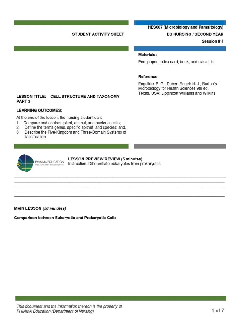 HES007 Lec Session #4 SAS | PDF | Scientific Classification | Biological Classification
