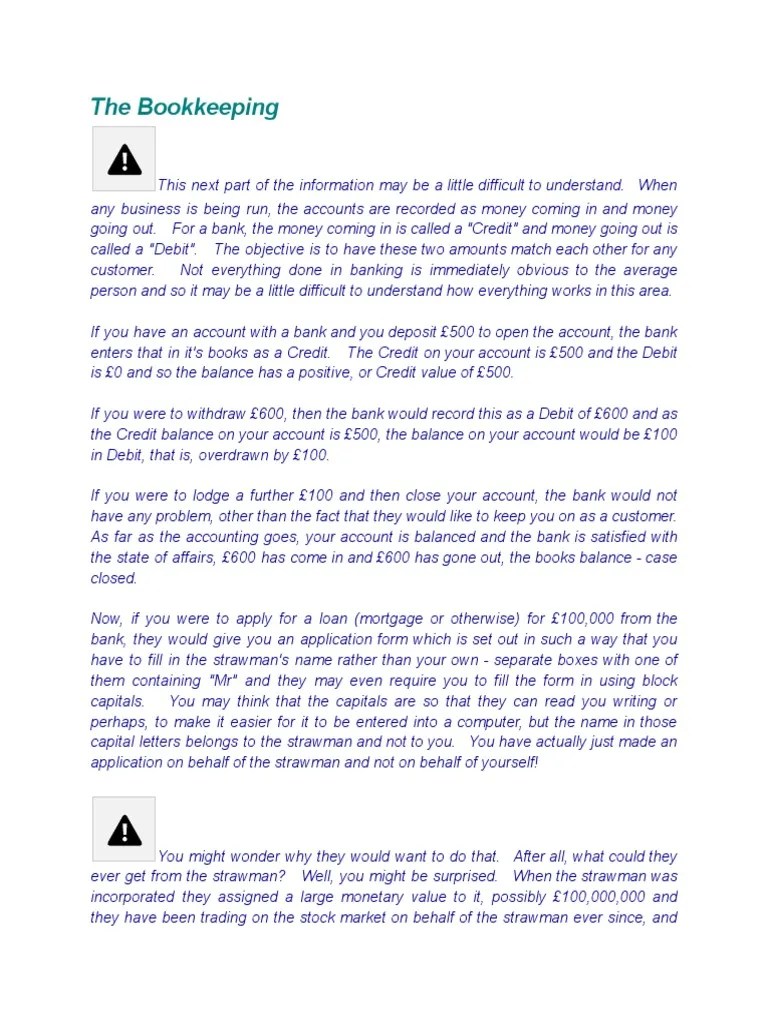 The Bookkeeping | PDF | Debits And Credits | Banks