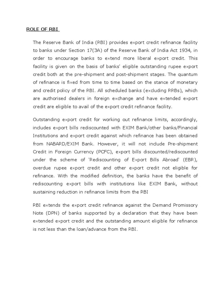 Role Of Rbi | PDF | Reserve Bank Of India | Exports