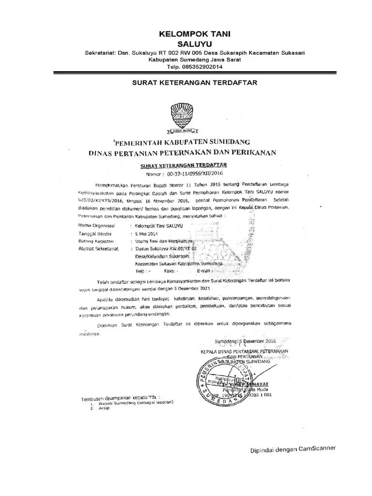 Contoh Surat Keterangan Terdaftar | PDF