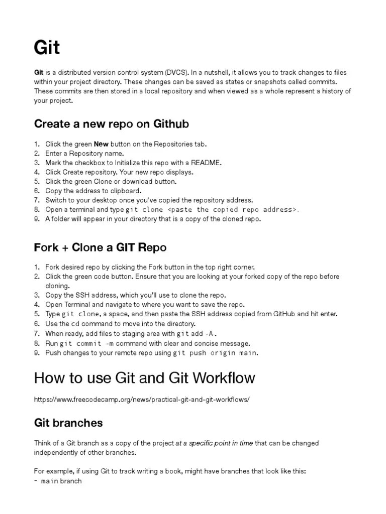 How To Use Git And Git Workflow: Create A New Repo On Github | PDF ...