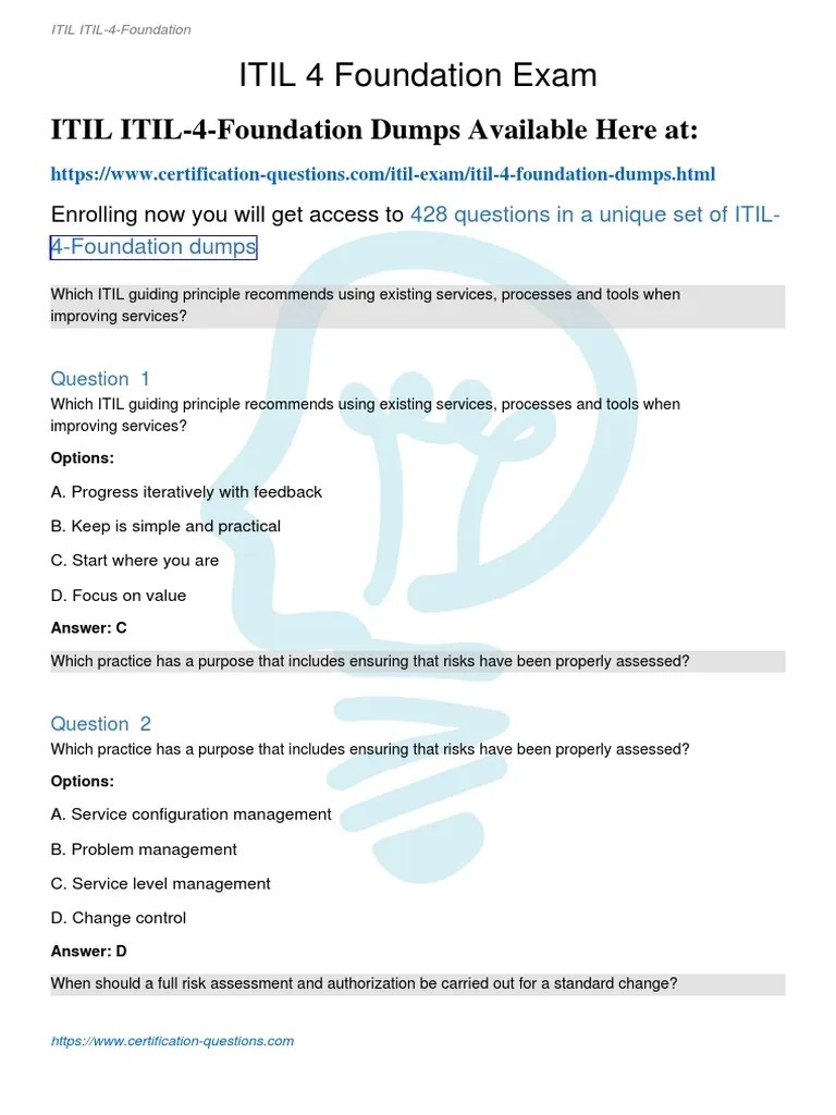 Itil 4 Foundation PDF | PDF | Emergency | Risk