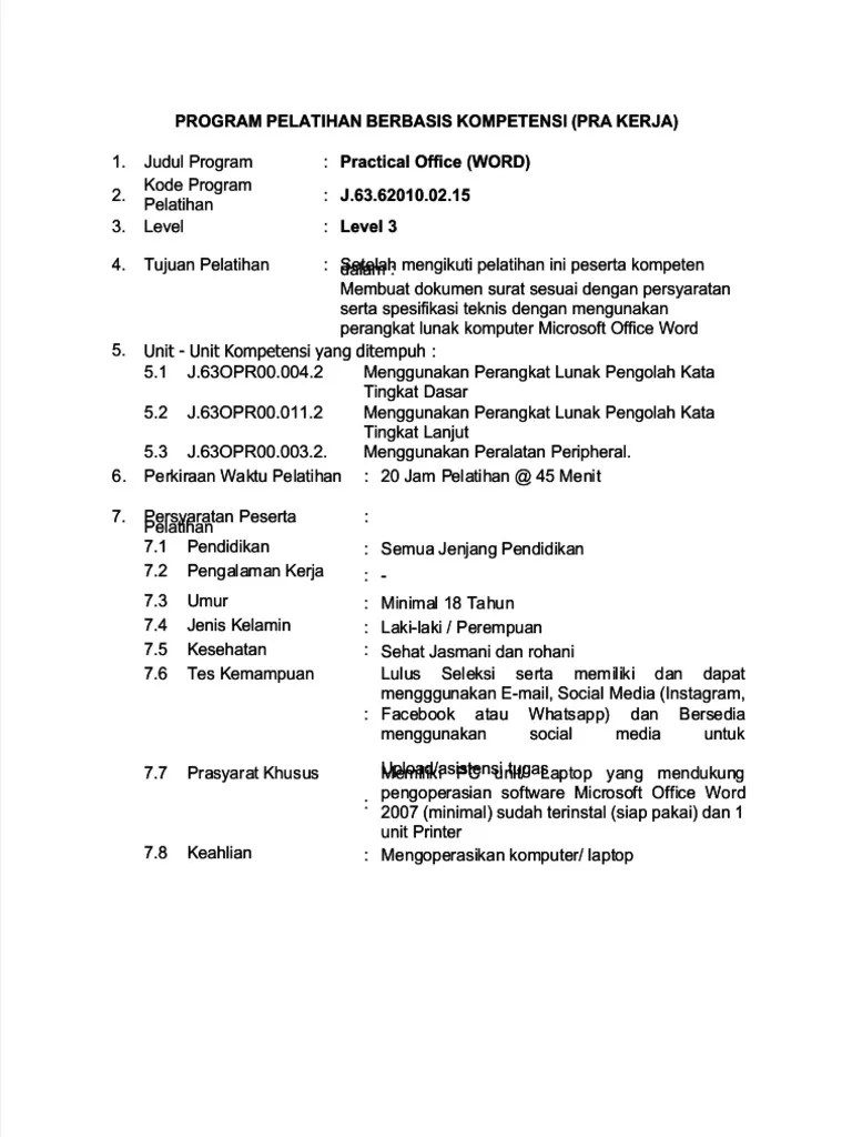 PDF Program Pelatihan Berbasis Kompetensi - Compress | PDF