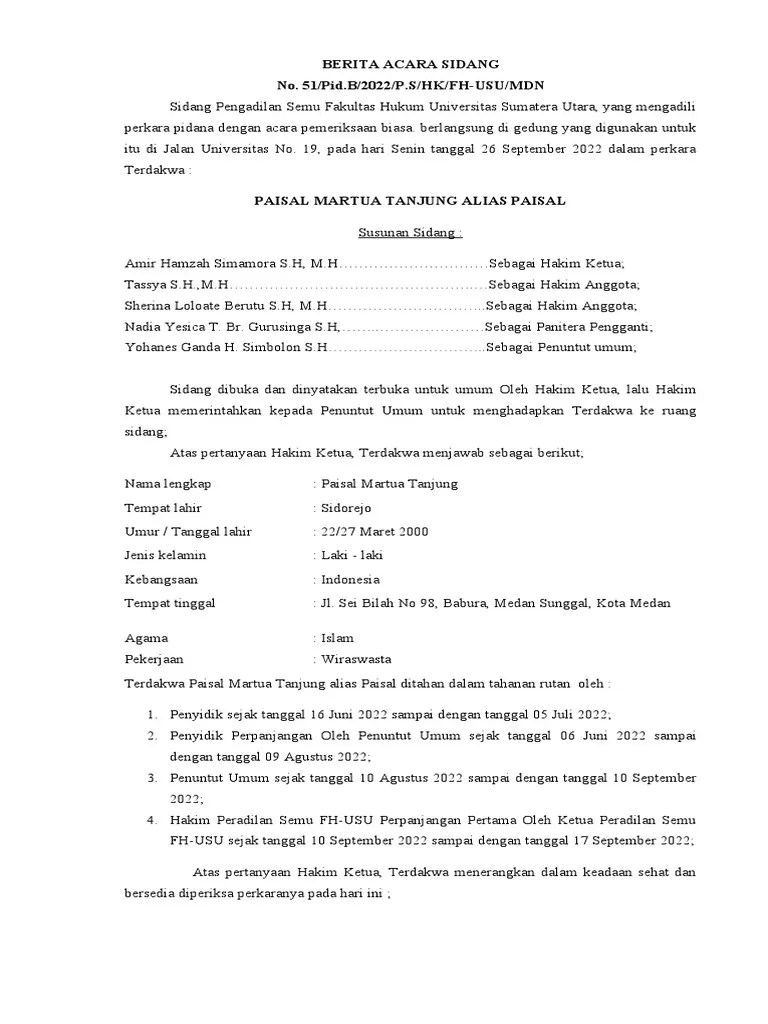 Berita Acara Sidang | PDF