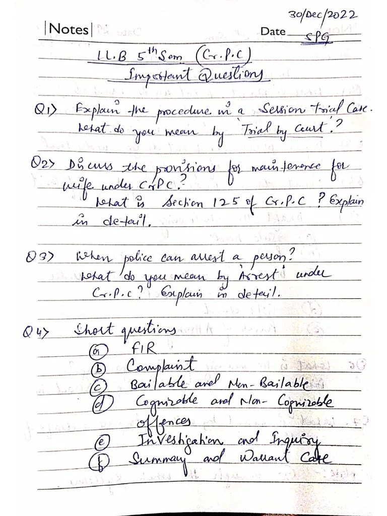 CRPC Important Questions | PDF