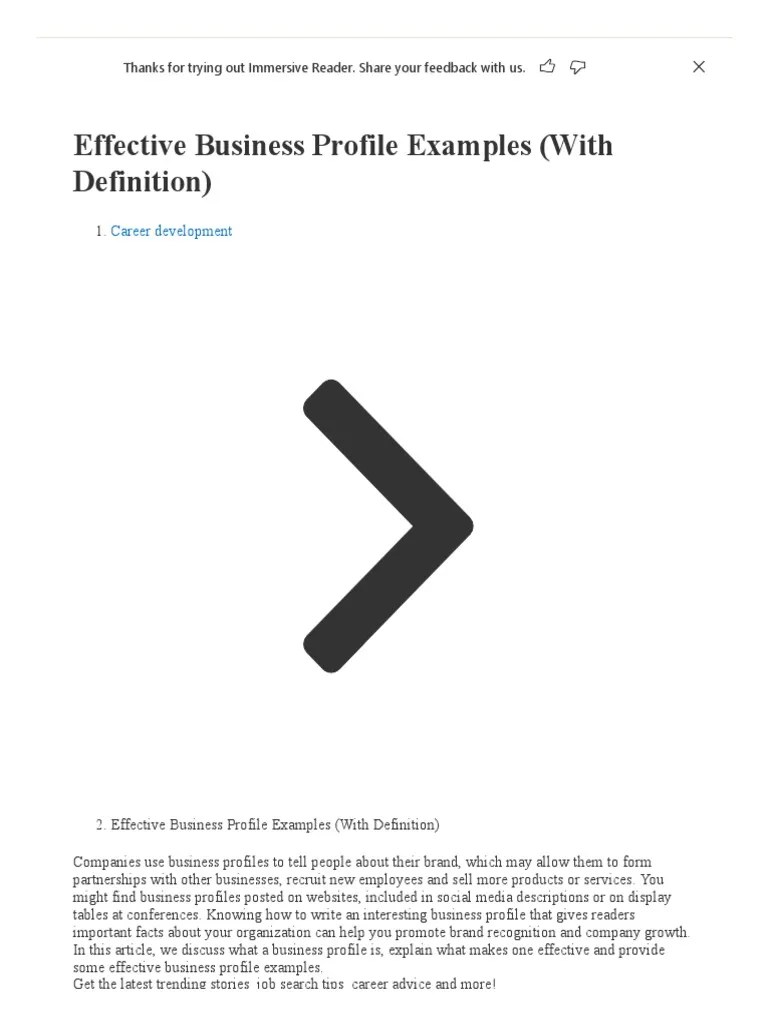 Effective business profile examples (with definition)