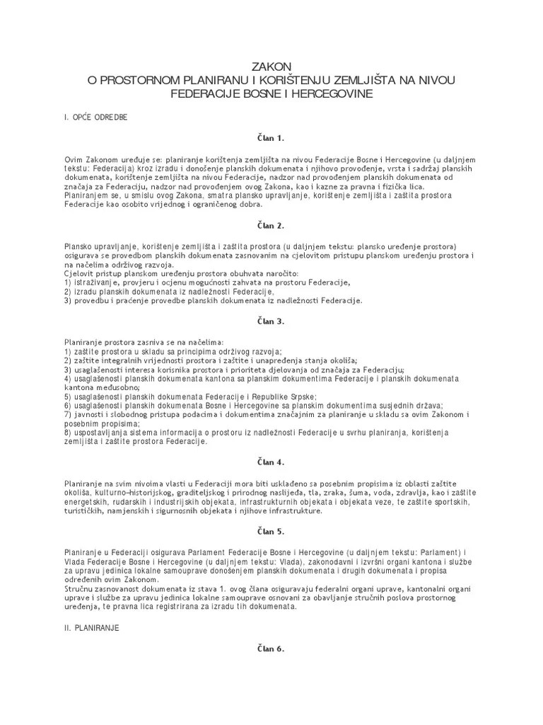 Zakon O Prostornom Planiranju FBiH | PDF