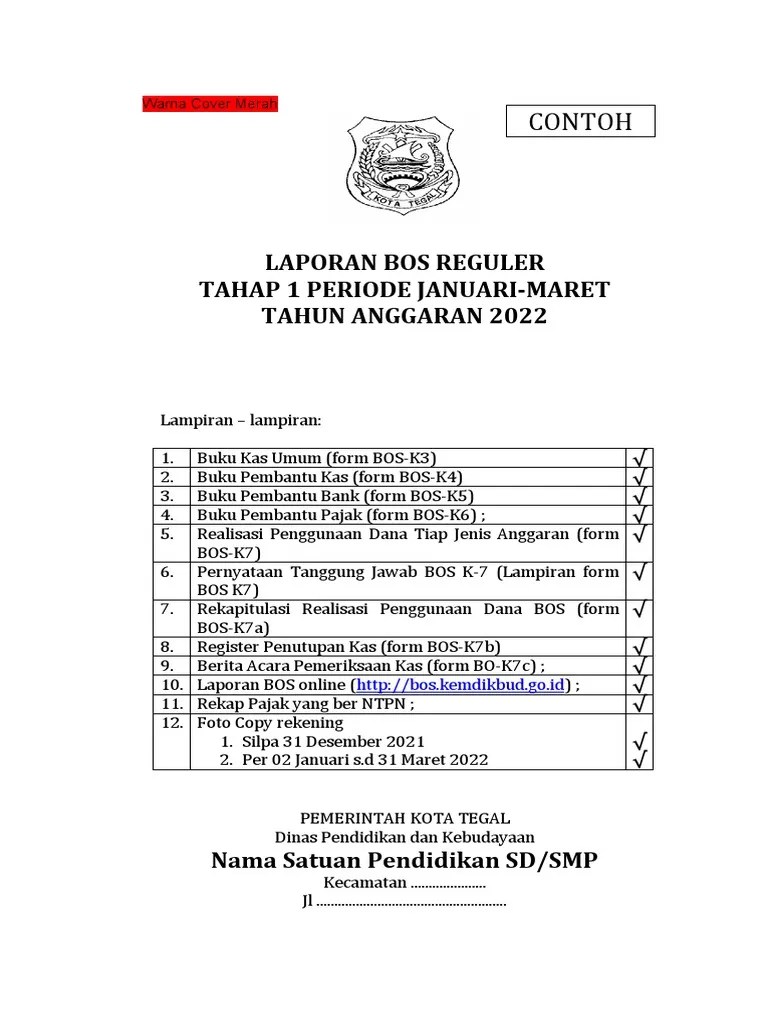 Cover Laporan BOS Tiap Tahap 2 Dan 3 Tahun 2022 | PDF
