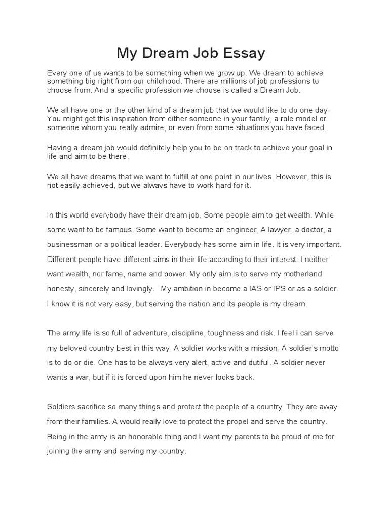 My Dream Job Essay | PDF