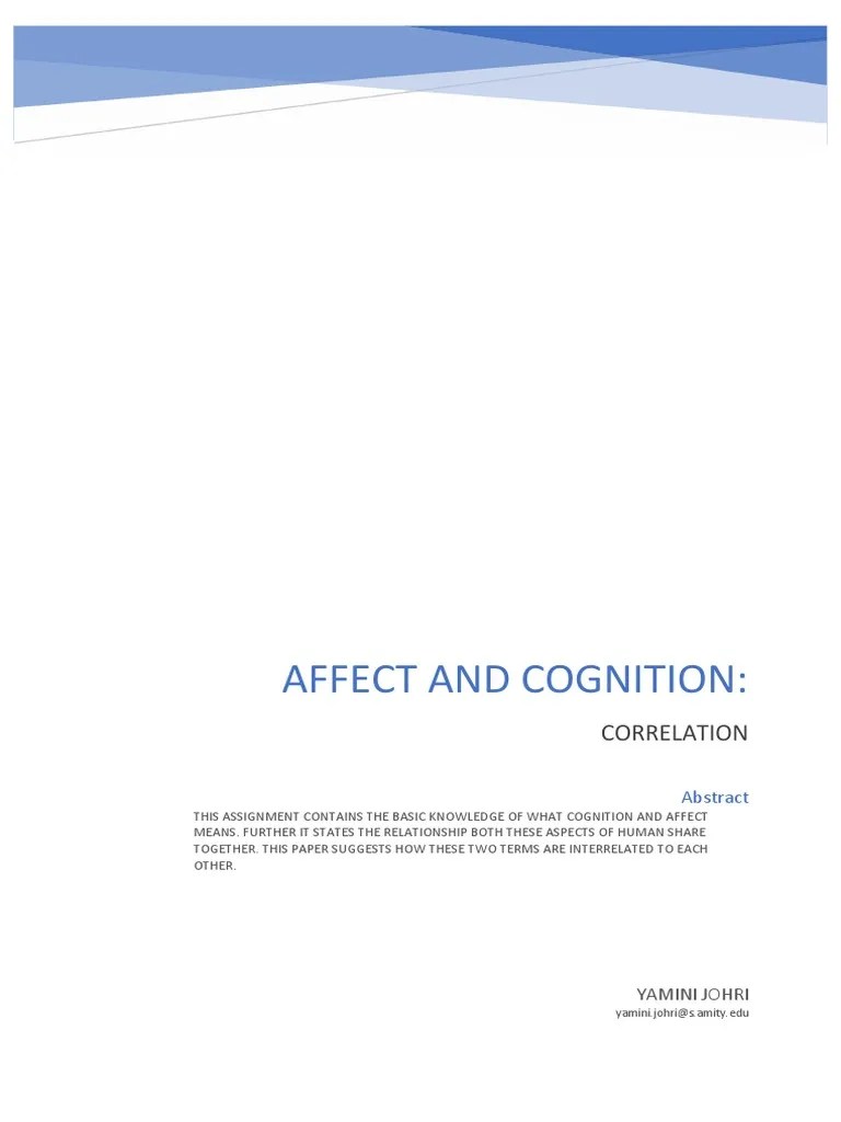 Affect And Cognition Social Psychology Assignment | PDF | Emotions ...