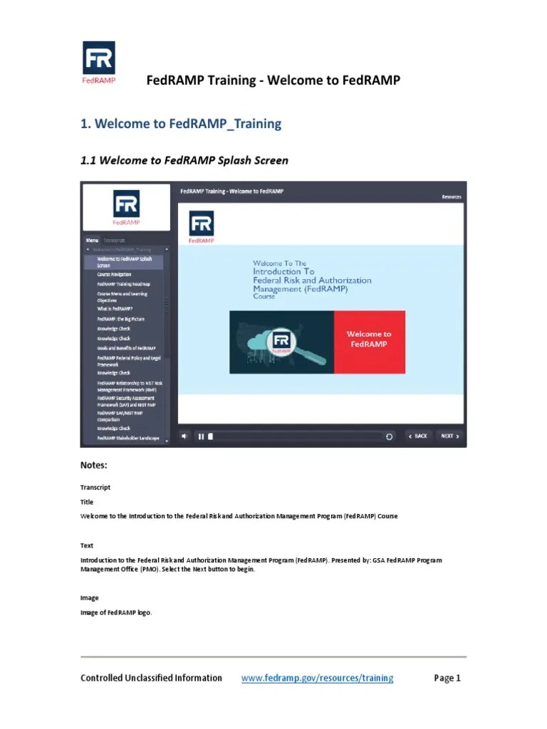 100 a fedramp training welcome to fedramp