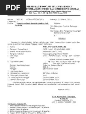 Surat rasmi contoh surat kenaikan pangkat swasta. Surat Daftar Kenaikan Gaji Berkala Pdf