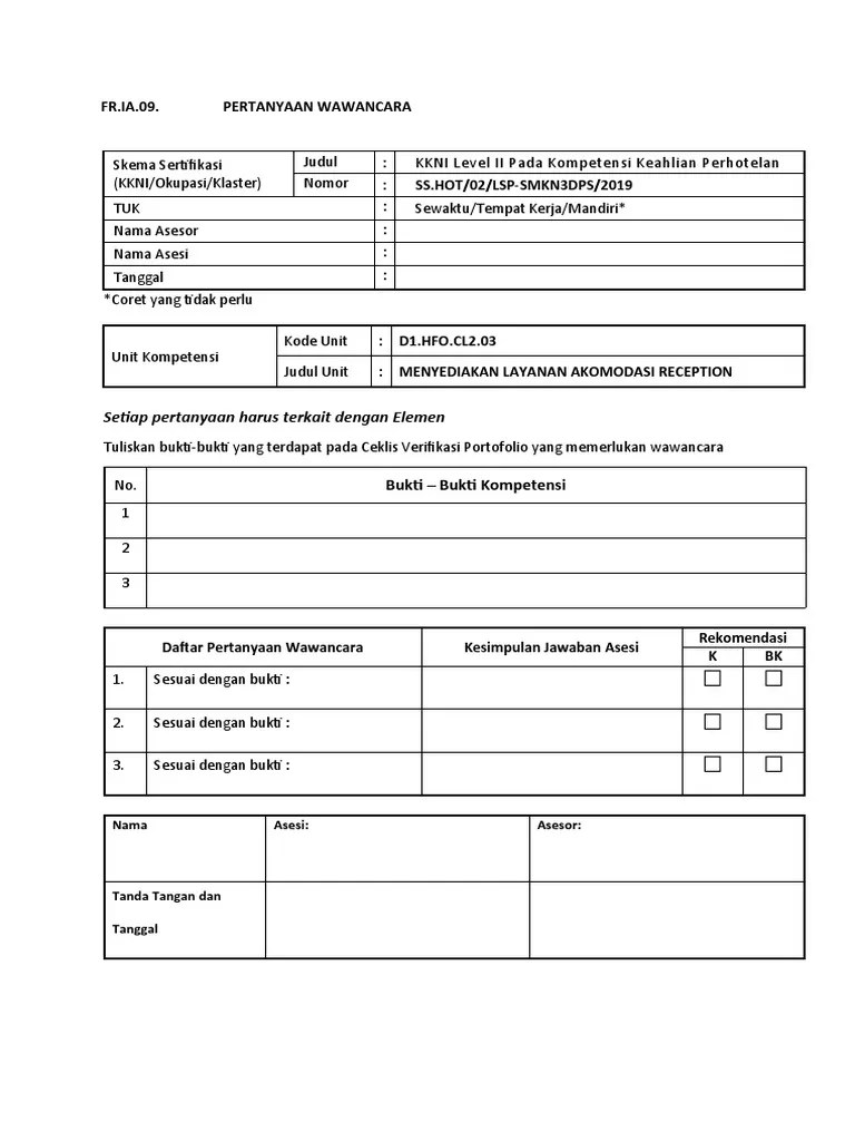 FR - Ia.09. Pertanyaan Wawancara | PDF