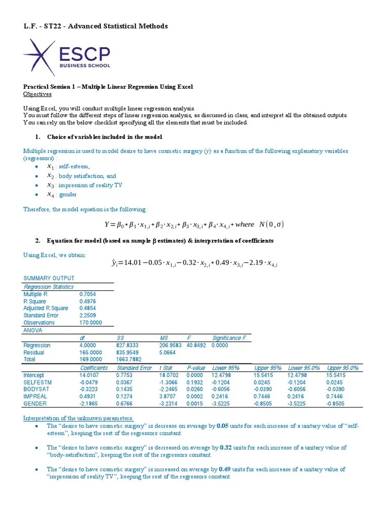 Practical Session 1 Solved | PDF | Errors And Residuals | Regression ...