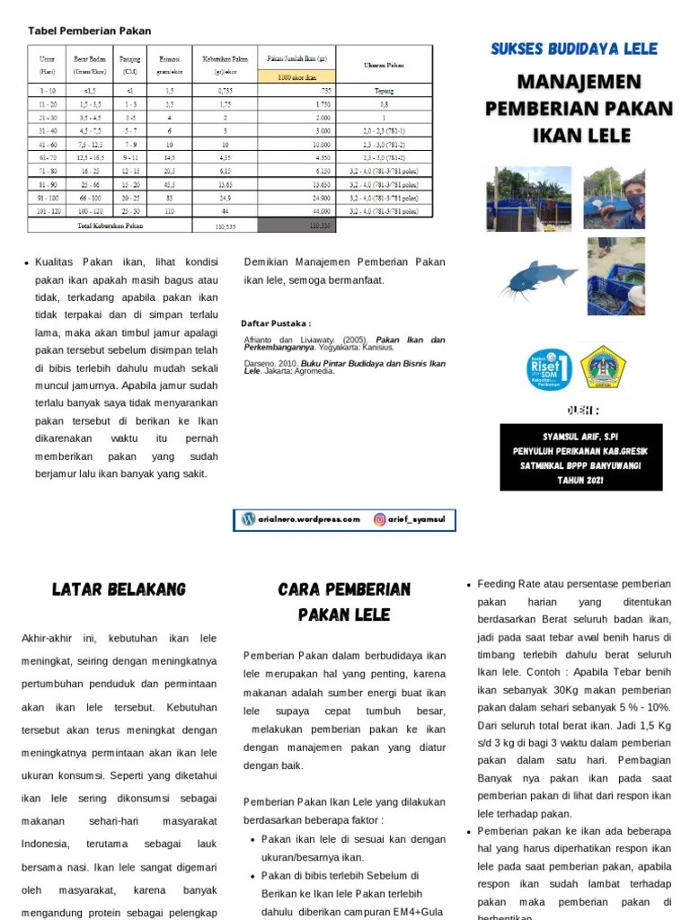 Manajemen Pemberian Pakan Ikan Lele | PDF