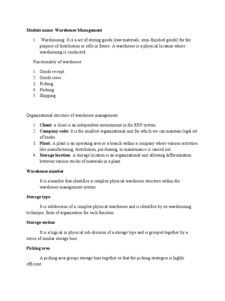 Warehousemanagement | PDF | Warehouse | Business