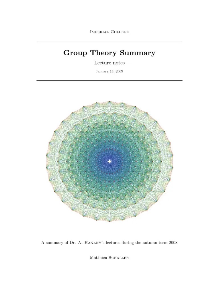 Summary Group Theory | PDF | Group (Mathematics) | Matrix (Mathematics)