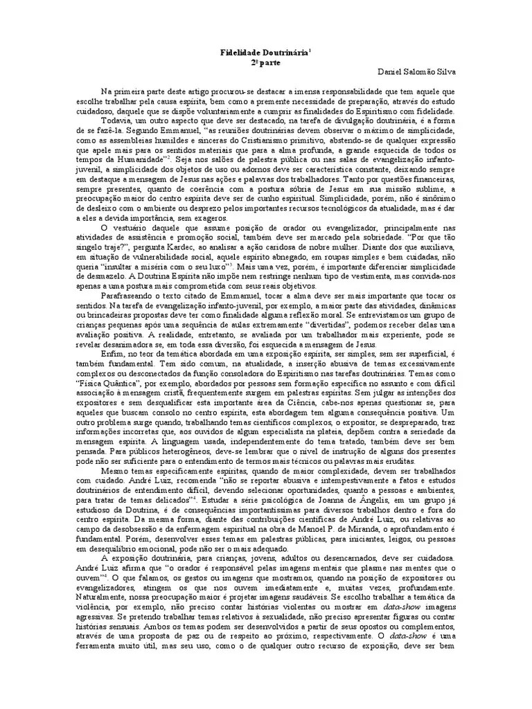 Fidelidade Doutrinária - 2a P. | PDF | Espiritismo | Science