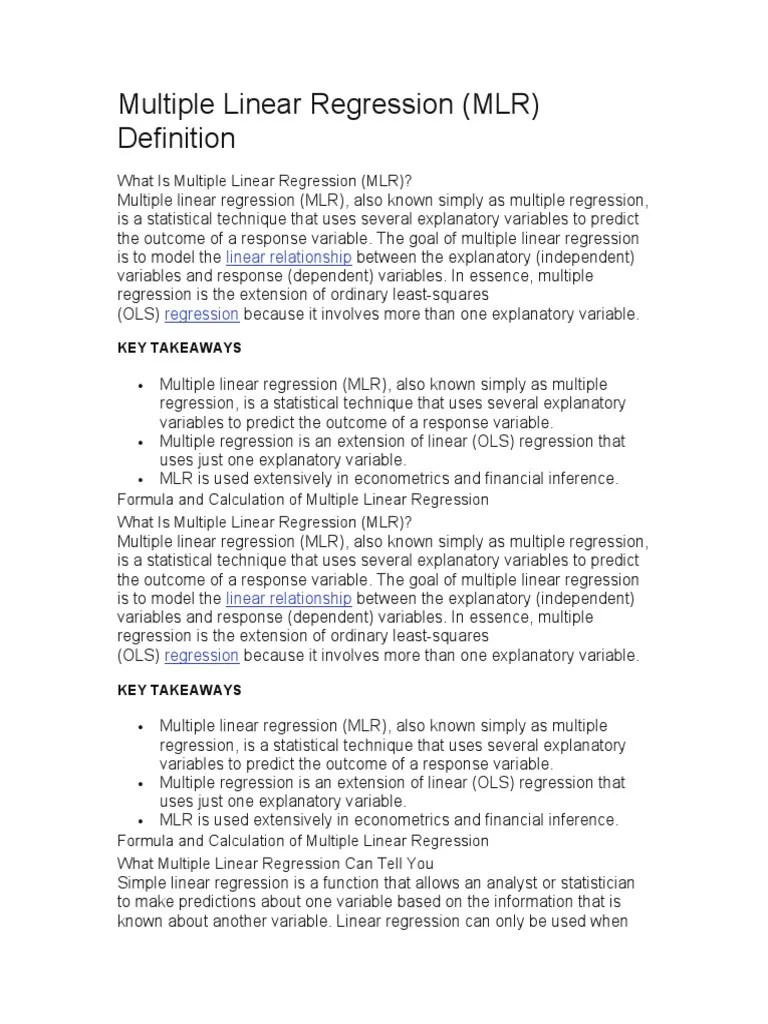 An In-Depth Look At Multiple Linear Regression: Definitions, Formulas ...