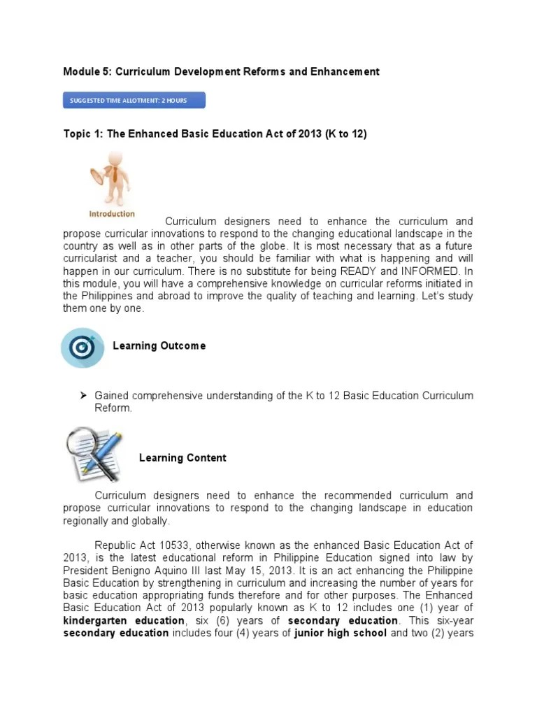 Chapter 5 Curriculum Development Reforms And Enhancement | PDF ...
