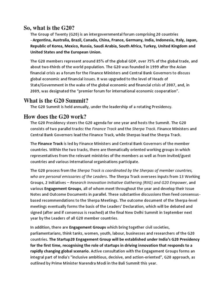 India G20 Presidency | PDF | Economies | World Economy