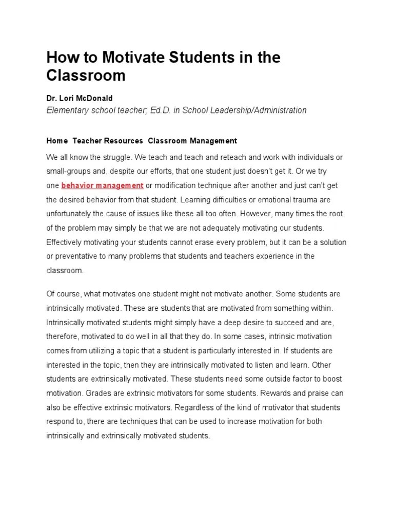 How To Motivate Students In The Classroom | PDF | Motivation | Motivational