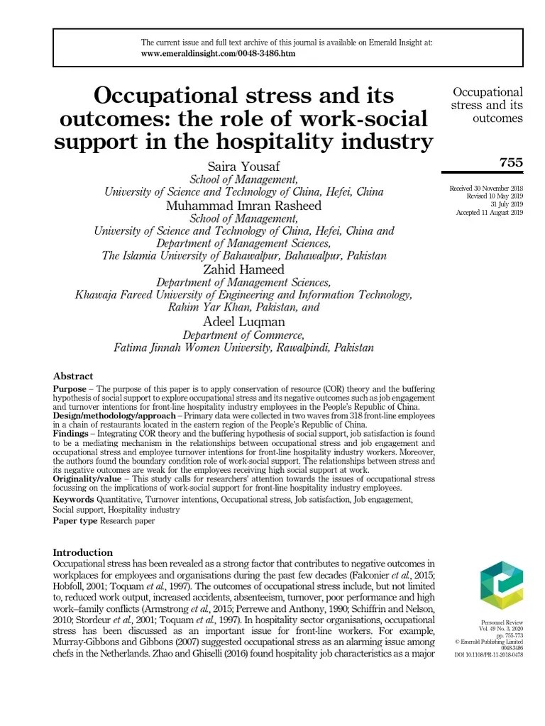 Occupational Stress And Its | PDF | Occupational Stress | Job Satisfaction