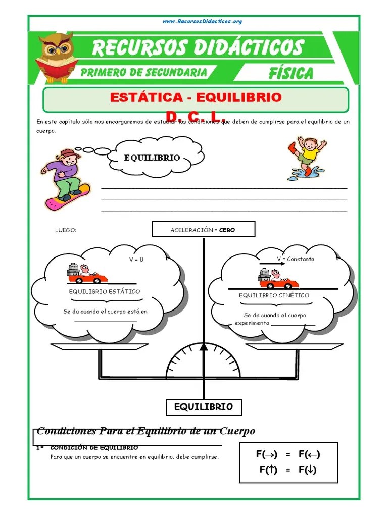 Equilibrio Estático Y Cinético Para Primero De Primaria | PDF