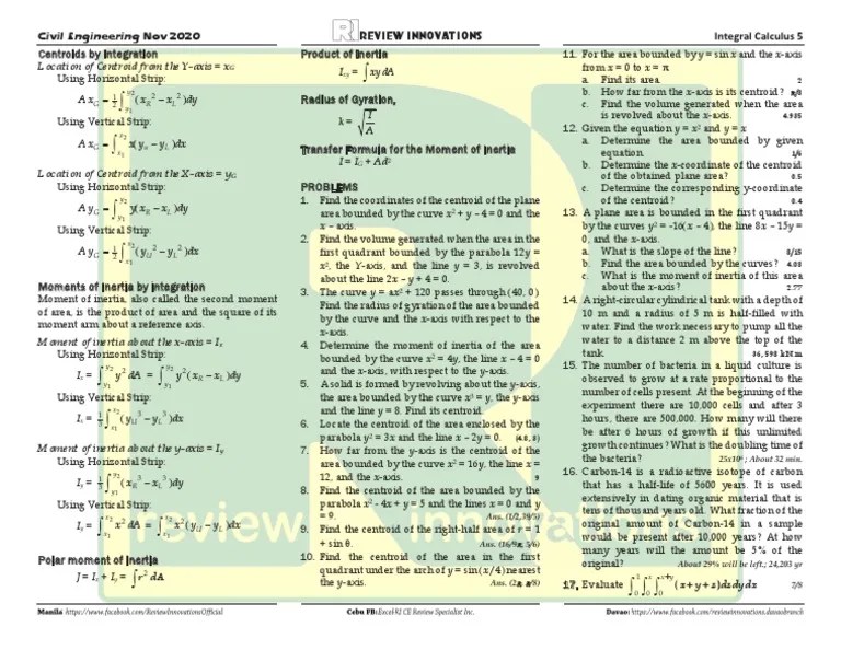 2020 Nov Integral 5 | PDF | Cartesian Coordinate System | Area