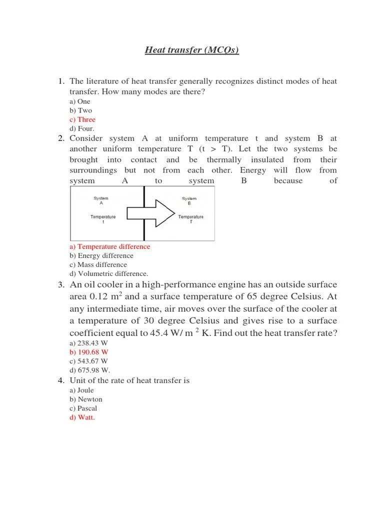 Heat Transfer MCQs | PDF | Heat Transfer | Boundary Layer