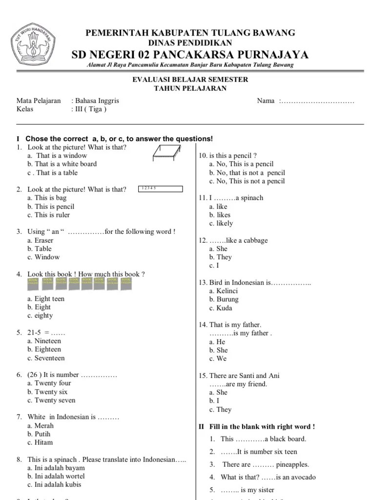 Latihan dalam menghadapi penilaian harian, penilaian tengah semester, dan penilaian akhir semester 1 kelas 3 sekolah dasar. Contoh Soal Bahasa Inggris My Pals Sd Kls 3 Jawabanku Id