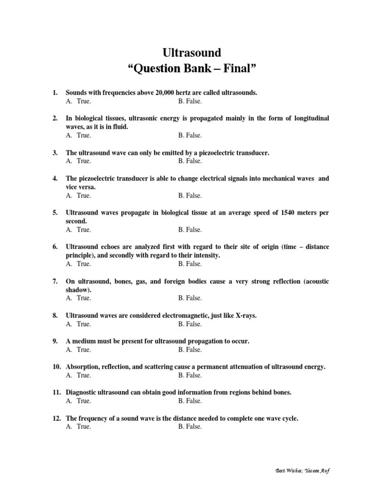 Ultrasound Question Bank (Final) | PDF | Medical Ultrasound | Ultrasound