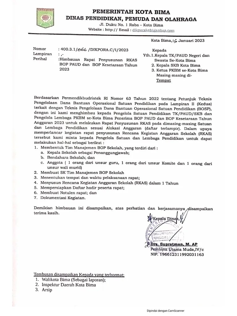 Himbauan Penyusunan RKAS BOP 2023 | PDF