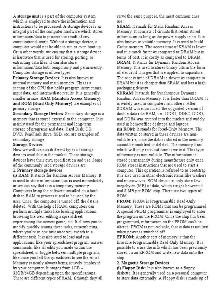 Storage Devices | PDF | Random Access Memory | Computer Data Storage