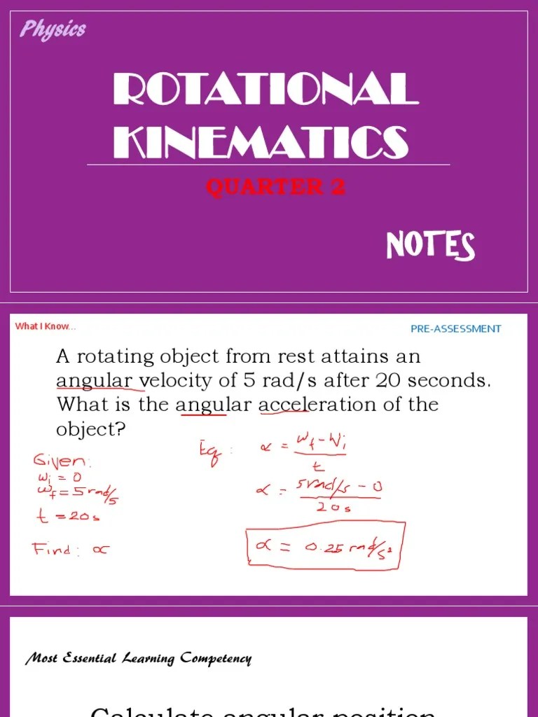 NOTES-Rotational Kinematics | PDF | Velocity | Acceleration