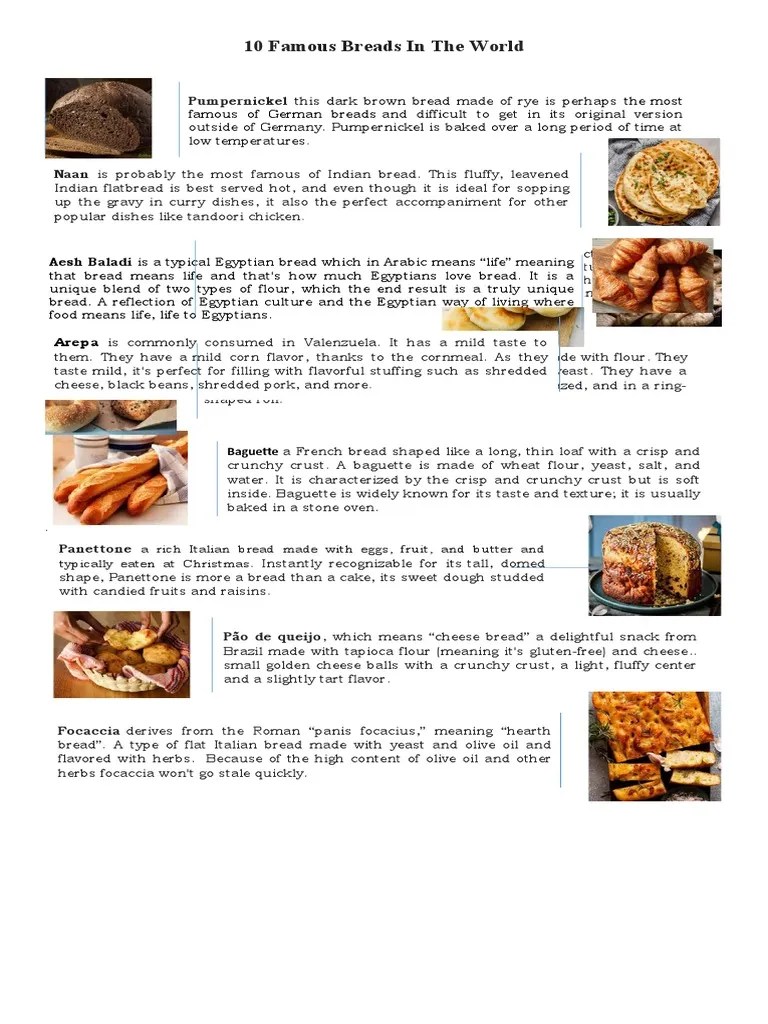 1o Famous Breads In The World | PDF | Breads | Staple Foods