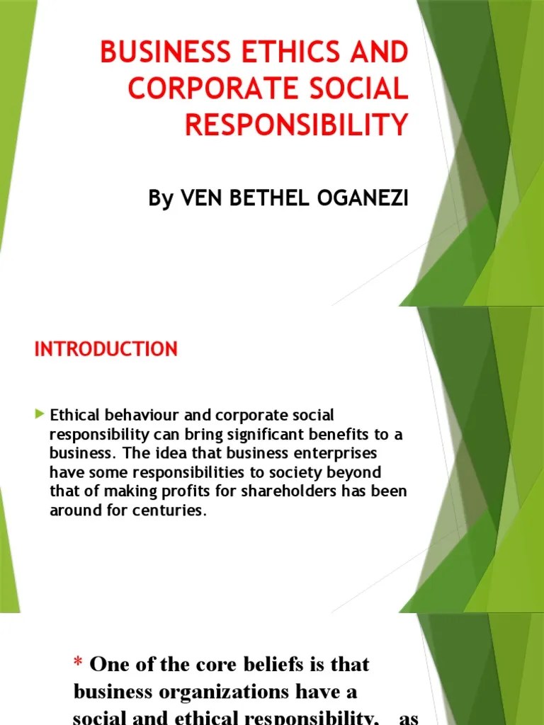 Business Ethics And Corporate Social Responsibility Slide-1 | PDF | Corporate Social ...