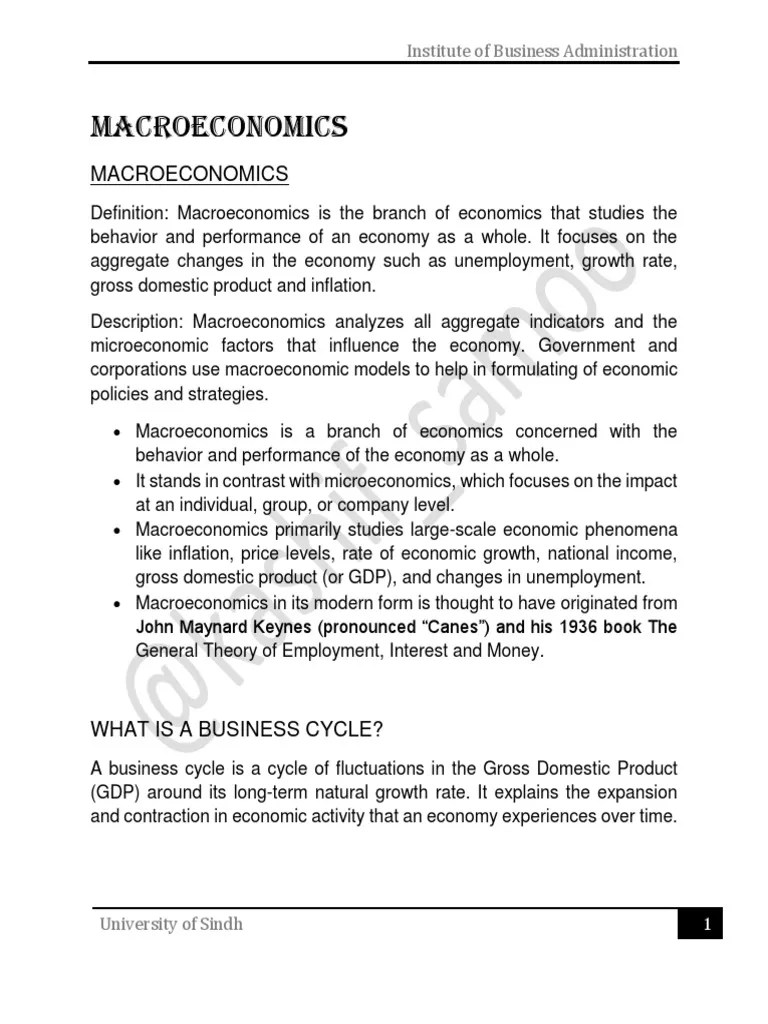 Macroeconomics | PDF | Cost Of Living | Inflation