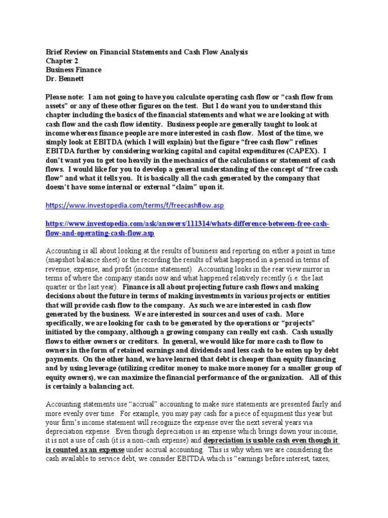 Chapter 2 Statements And Cash Flow | PDF | Free Cash Flow | Balance Sheet