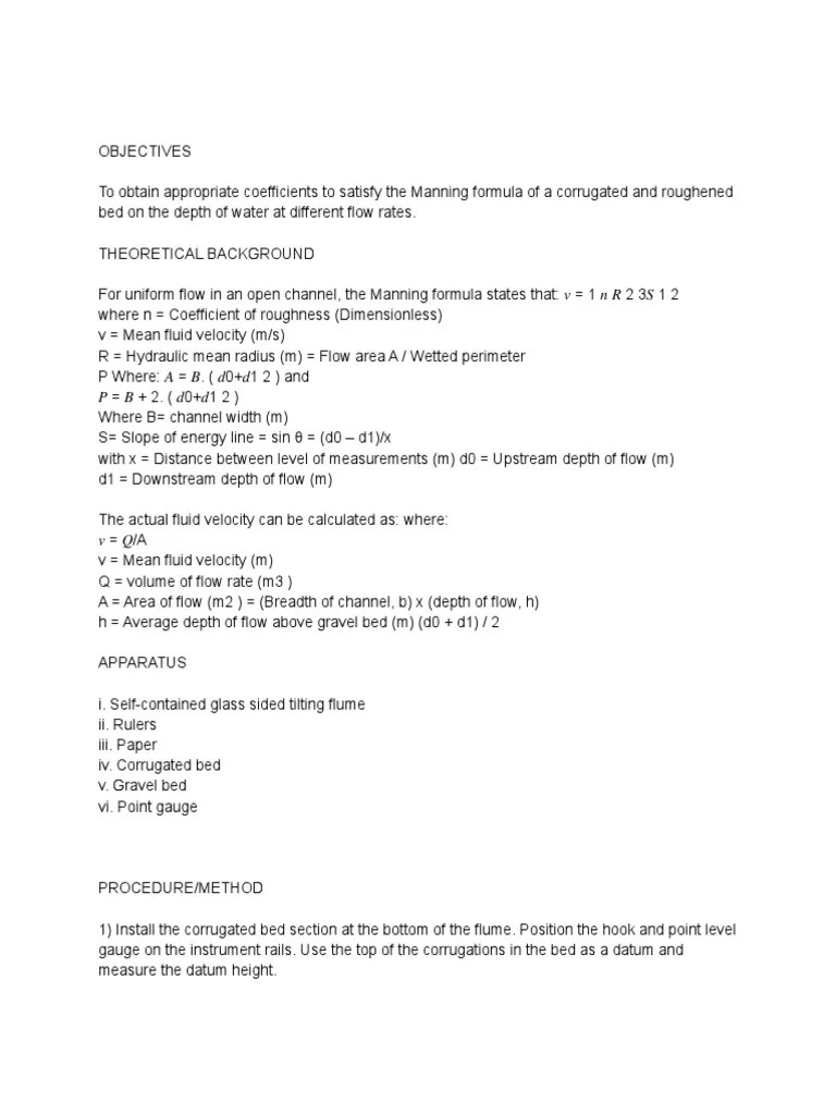 Hydraulic Parameters In Uniform Flow For Open Channels | PDF | Physical Quantities | Soft Matter
