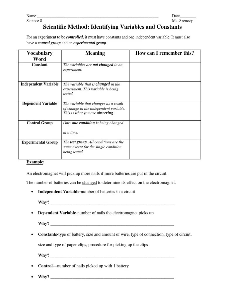 Constants And Variables | PDF | Experiment | Science