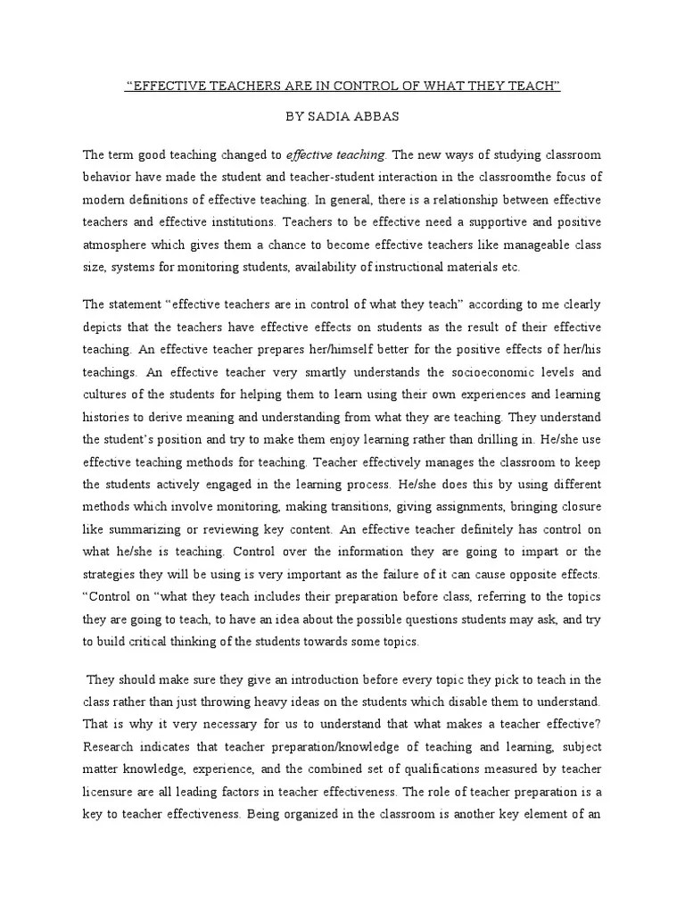 Effective Teachers And Teaching | PDF | Teaching Method | Teachers